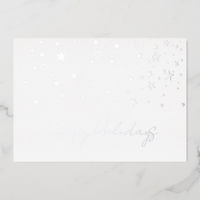Tarjeta Festiva Con Relieve Metalizado Elegante Silver Happy Holidays Company Relieve met (Anverso)