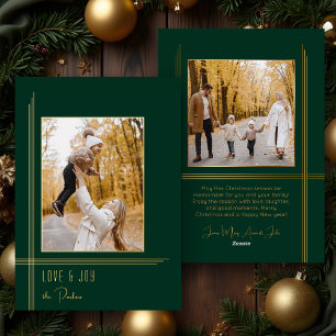 Tarjeta Festiva Con Relieve Metalizado Elegante Sleek Green/Gold Modern Deco Style Foto