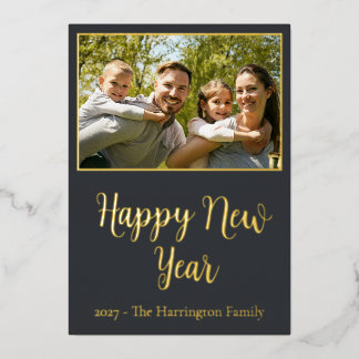 Tarjeta Festiva Con Relieve Metalizado Elegante Tarjeta de Año Nuevo 2027 Feliz Pho con H