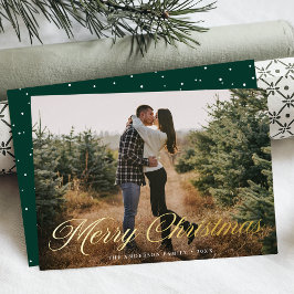 Tarjeta Festiva Con Relieve Metalizado Elegante Tarjeta de Navidad con Caligrafía Verde