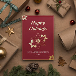 Tarjeta Festiva Con Relieve Metalizado Elegante Tarjeta de Navidad con Logo Empresarial R