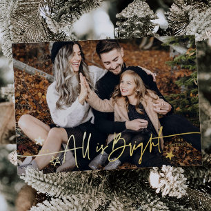 Tarjeta Festiva Con Relieve Metalizado Elegante Todo Es Navidades De Guión Brillante Foto