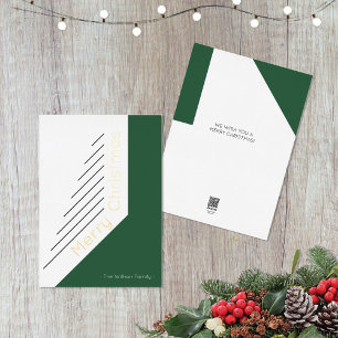 Tarjeta Festiva Con Relieve Metalizado Elegante vacaciones de estilo minimalista Verde pr