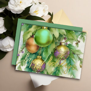 Tarjeta Festiva Con Relieve Metalizado Elegantes adornos Peach Mint Lavender