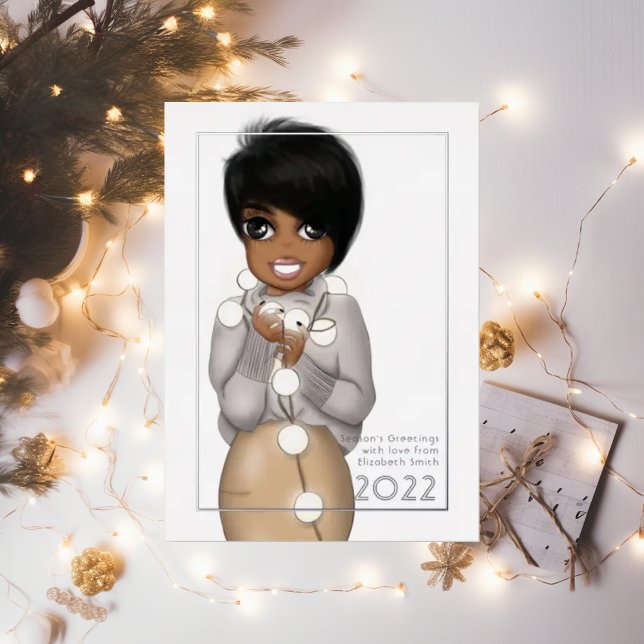Tarjeta Festiva Con Relieve Metalizado Elegantes Navidades afroamericanos (Subido por el creador)