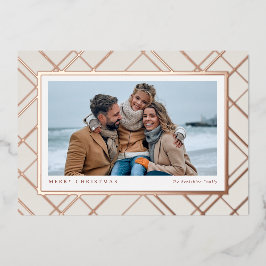 Tarjeta Festiva Con Relieve Metalizado Elegantes Navidades aplastan rosa de oro una famil