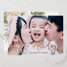 Tarjeta Festiva Con Relieve Metalizado Elegantes Navidades botánicos de fotografía comple