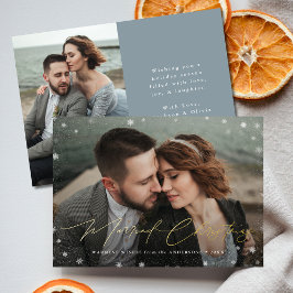 Tarjeta Festiva Con Relieve Metalizado Elegantes Navidades casados 2 Foto