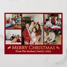Tarjeta Festiva Con Relieve Metalizado Elegantes Navidades Collage de fotos de la familia