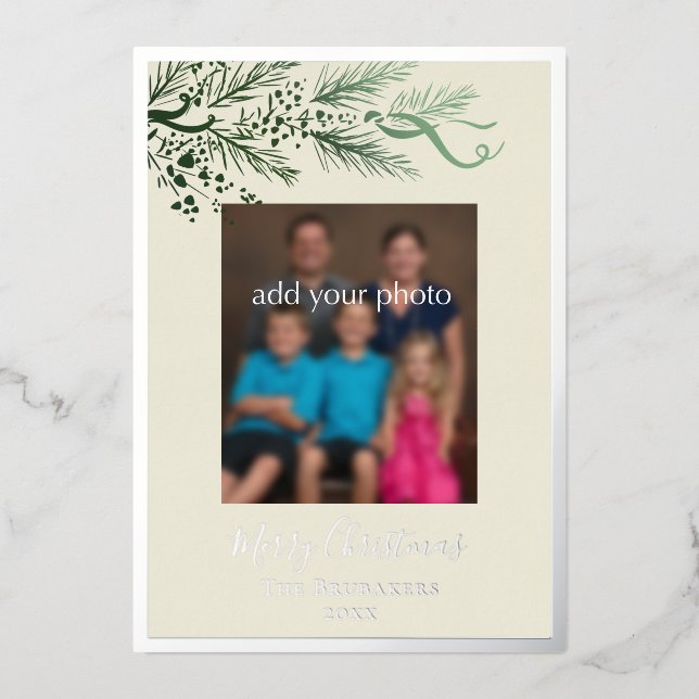 Tarjeta Festiva Con Relieve Metalizado Elegantes Navidades de fotografía John 3:16 (Anverso)