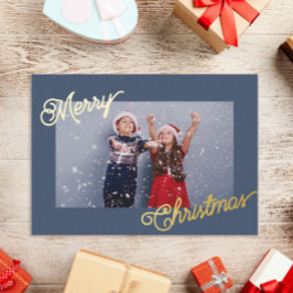Tarjeta Festiva Con Relieve Metalizado Elegantes Navidades de fotografía Personalizados d