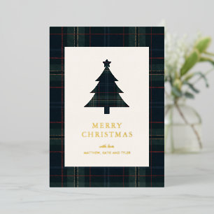 Tarjeta Festiva Con Relieve Metalizado Elegantes Navidades de la Marina azul y verde