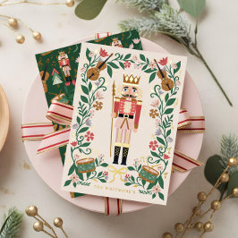 Tarjeta Festiva Con Relieve Metalizado Elegantes Navidades florales Ballet Nudista Musica