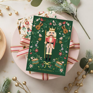 Tarjeta Festiva Con Relieve Metalizado Elegantes Navidades florales Ballet Nudista Musica