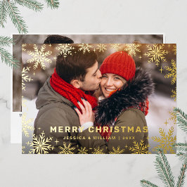 Tarjeta Festiva Con Relieve Metalizado Elegantes Navidades Foliage 2 Photo Gold