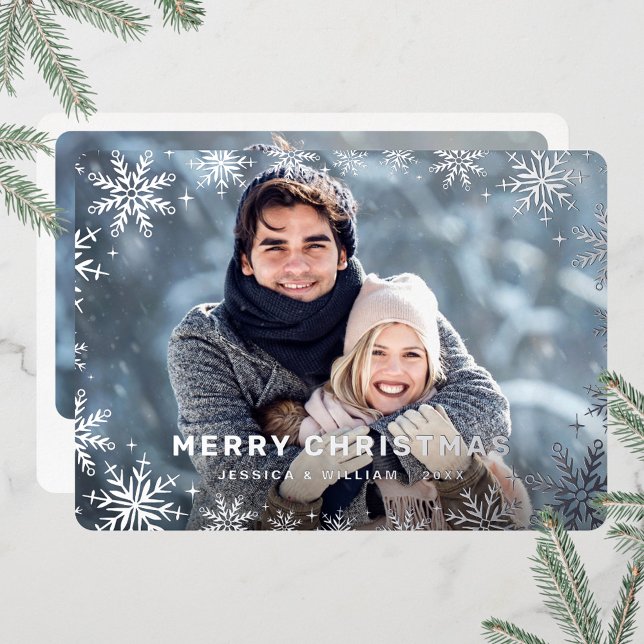 Tarjeta Festiva Con Relieve Metalizado Elegantes Navidades Foliage 2 Photo Silver (Subido por el creador)