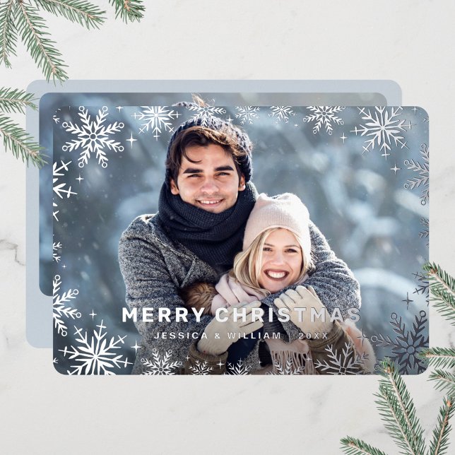 Tarjeta Festiva Con Relieve Metalizado Elegantes Navidades Foliage 2 Photo Silver (Subido por el creador)