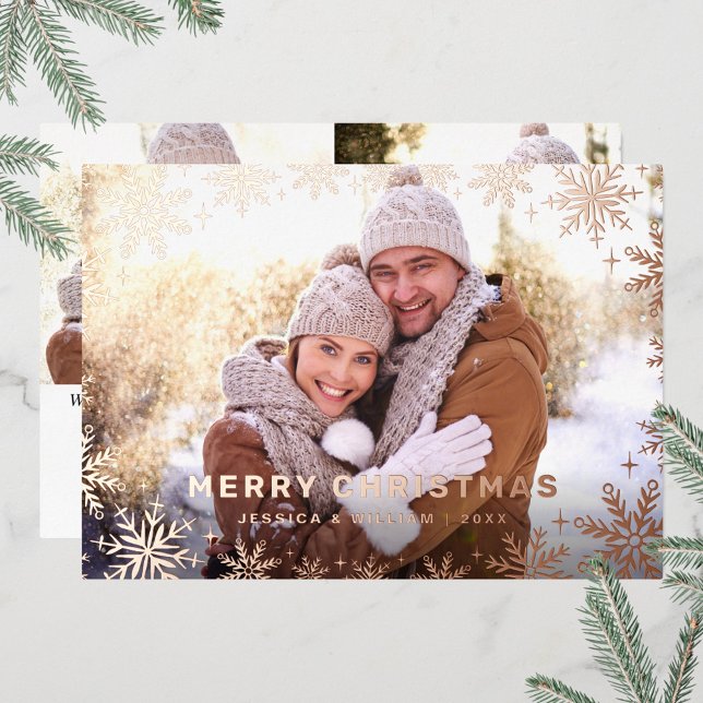 Tarjeta Festiva Con Relieve Metalizado Elegantes Navidades Foliage 3 Photo Rosa Gold (Subido por el creador)
