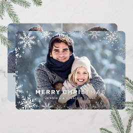 Tarjeta Festiva Con Relieve Metalizado Elegantes Navidades Foliage 3 Photo Silver