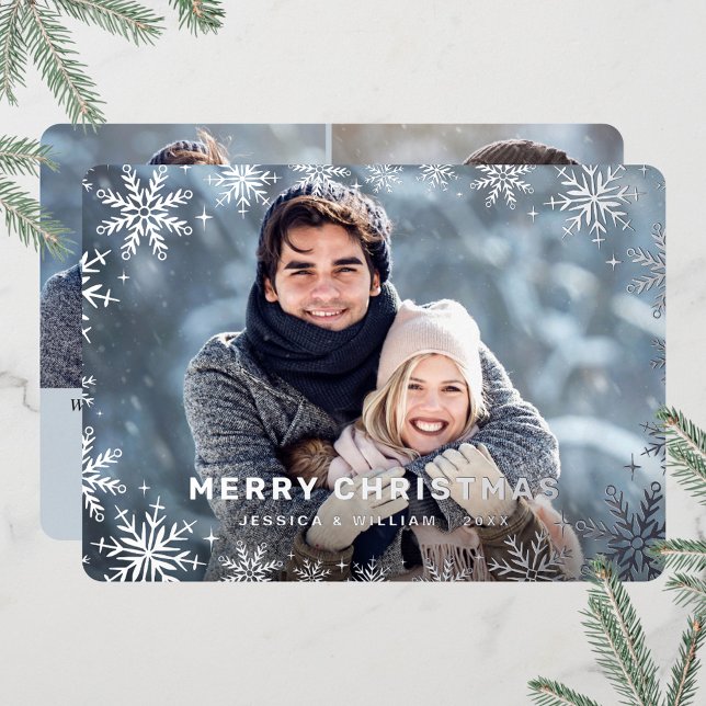 Tarjeta Festiva Con Relieve Metalizado Elegantes Navidades Foliage 3 Photo Silver (Subido por el creador)