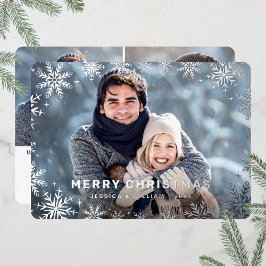 Tarjeta Festiva Con Relieve Metalizado Elegantes Navidades Foliage 3 Photo Silver