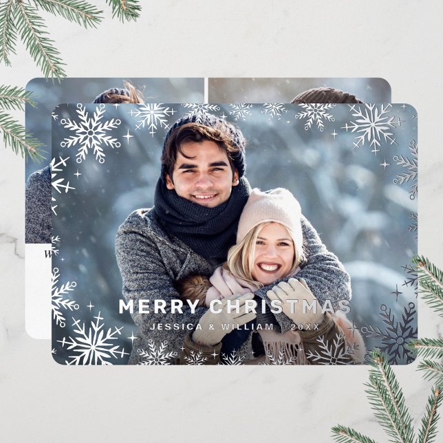 Tarjeta Festiva Con Relieve Metalizado Elegantes Navidades Foliage 3 Photo Silver (Subido por el creador)