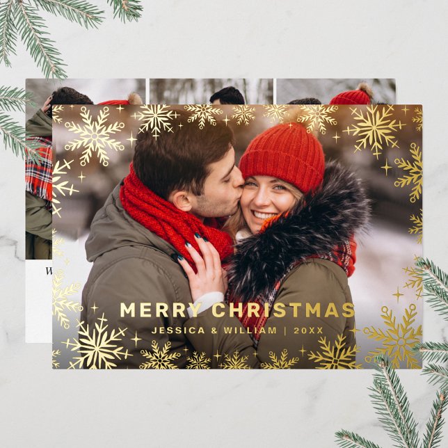 Tarjeta Festiva Con Relieve Metalizado Elegantes Navidades Foliage 4 Photo Gold (Subido por el creador)