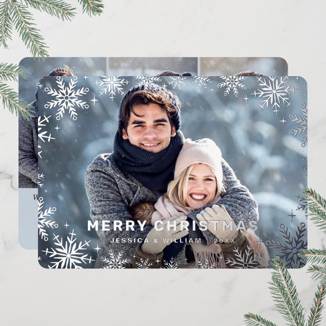 Tarjeta Festiva Con Relieve Metalizado Elegantes Navidades Foliage 4 Photo Silver (Subido por el creador)