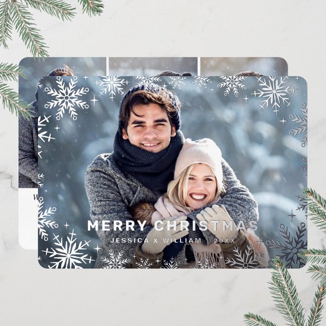 Tarjeta Festiva Con Relieve Metalizado Elegantes Navidades Foliage 4 Photo Silver (Subido por el creador)