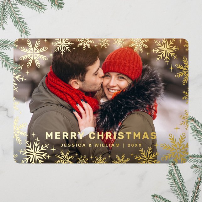 Tarjeta Festiva Con Relieve Metalizado Elegantes Navidades Foliage Photo Gold (Subido por el creador)