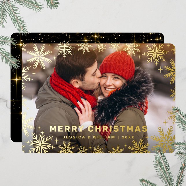 Tarjeta Festiva Con Relieve Metalizado Elegantes Navidades Foliage Photo Gold (Subido por el creador)