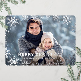 Tarjeta Festiva Con Relieve Metalizado Elegantes Navidades Foliage Photo Silver