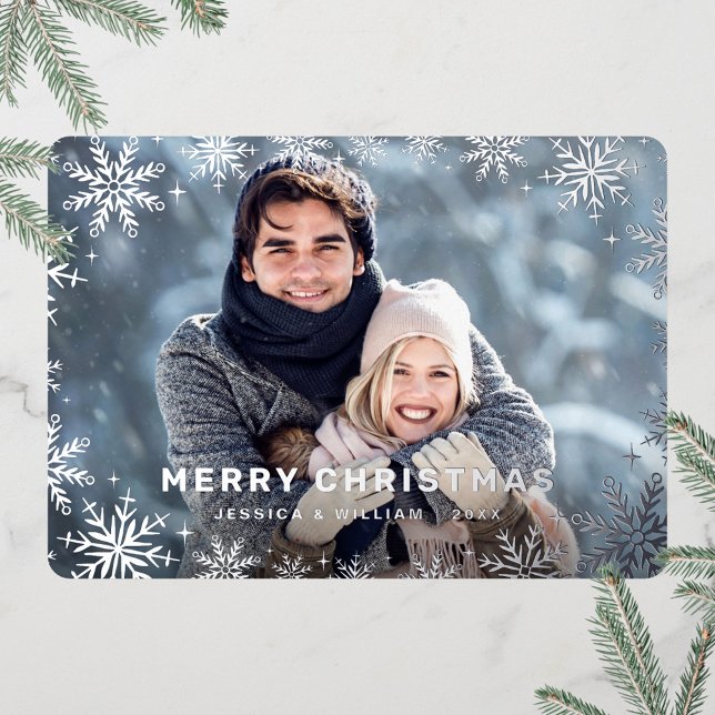 Tarjeta Festiva Con Relieve Metalizado Elegantes Navidades Foliage Photo Silver (Subido por el creador)
