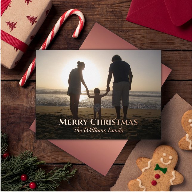 Tarjeta Festiva Con Relieve Metalizado Elegantes Navidades Foto Nombre Topografía Rosa Or (Subido por el creador)