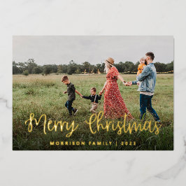 Tarjeta Festiva Con Relieve Metalizado Elegantes Navidades fotográficos familiares de cal