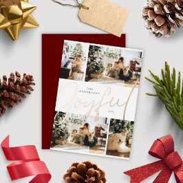 Tarjeta Festiva Con Relieve Metalizado Elegantes Navidades Minimalistas de cuatro fotos a