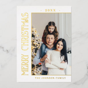 Tarjeta Festiva Con Relieve Metalizado Elegantes Navidades Minimalistas Foto Oro