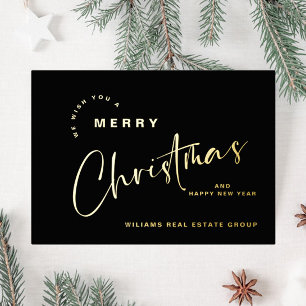 Tarjeta Festiva Con Relieve Metalizado Elegantes Navidades Minimalistas saludan a la comp