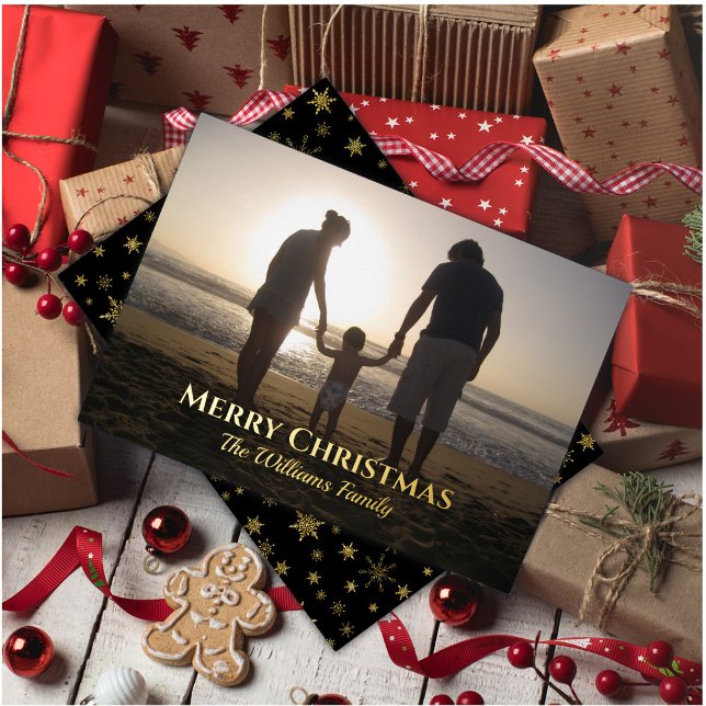 Tarjeta Festiva Con Relieve Metalizado Elegantes Navidades Nombre Foto Personalizado Snow (Subido por el creador)