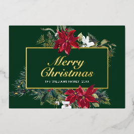 Tarjeta Festiva Con Relieve Metalizado Elegantes Navidades Poinsettia Gold