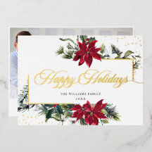Elegantes Navidades Poinsettia Photo Gold