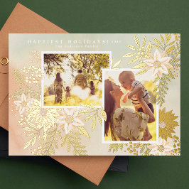 Tarjeta Festiva Con Relieve Metalizado Elegantes Navidades Poinsettia Splendor