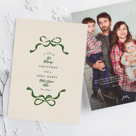 Tarjeta Festiva Con Relieve Metalizado Elegantes Navidades únicos doblan crema y foto ver