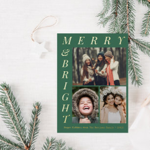 Tarjeta Festiva Con Relieve Metalizado Elegantes Navidades Verdes Y Brillantes