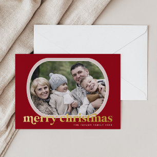 Tarjeta Festiva Con Relieve Metalizado EMERY Relieve metalizado dorado Rojo Foto Simple F
