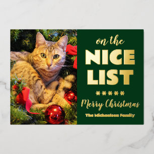 Tarjeta Festiva Con Relieve Metalizado En la lista de Navidades de Niza foto de Mascota d