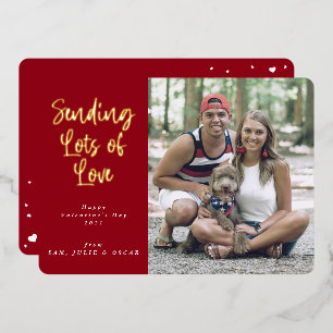 Tarjeta Festiva Con Relieve Metalizado Enviando mucha foto de El día de San Valentín de a
