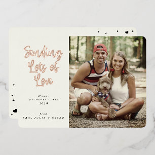 Tarjeta Festiva Con Relieve Metalizado Enviando mucha foto de El día de San Valentín de a