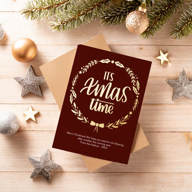 Tarjeta Festiva Con Relieve Metalizado Es hora de Navidad Foto  (Subido por el creador)
