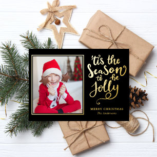 Tarjeta Festiva Con Relieve Metalizado Es La Temporada Para Ser Alegre Editable Foto En C